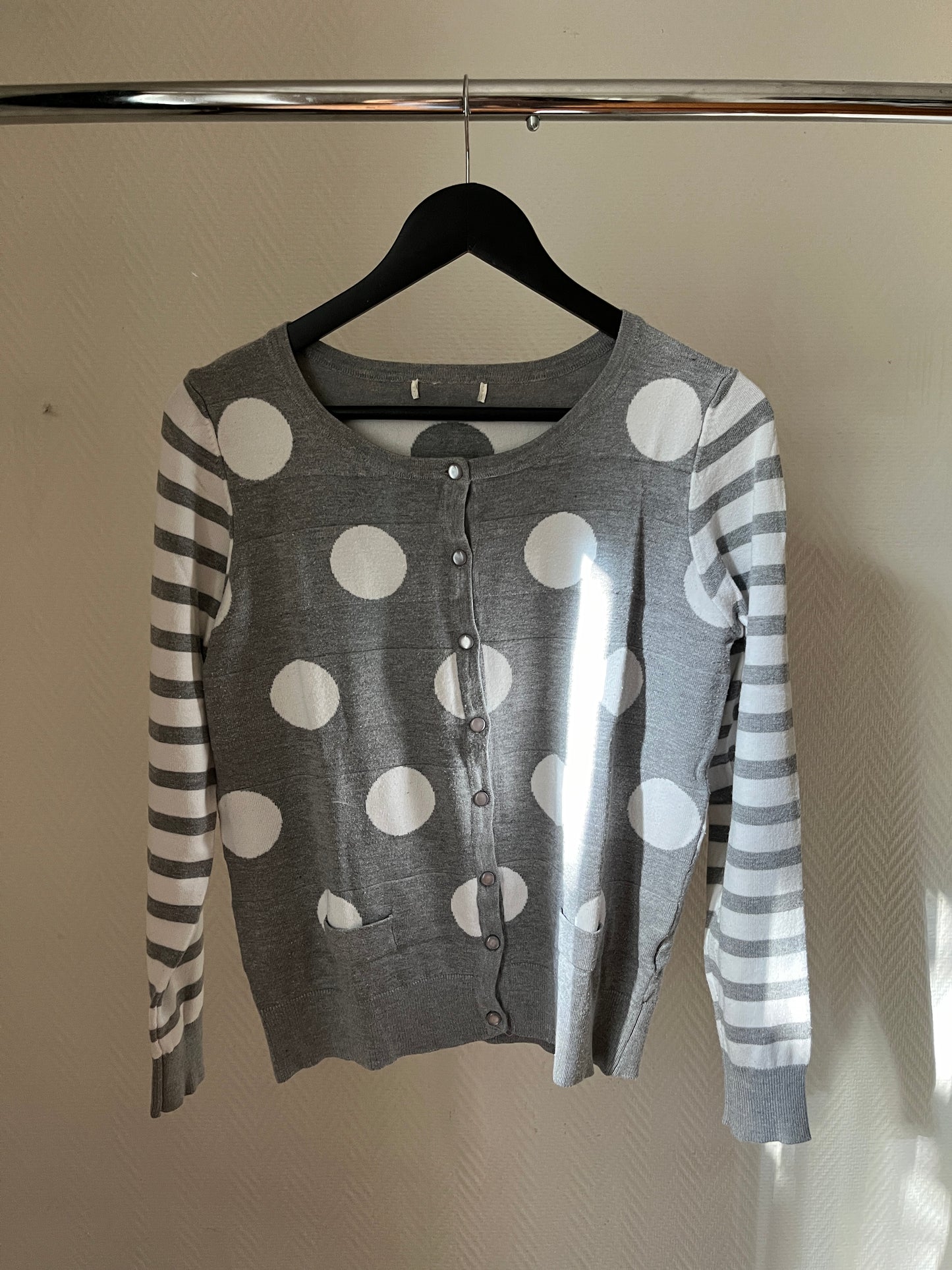 Vintage polka dot & stripes cardigan