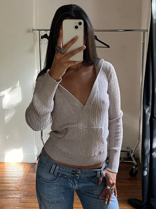 Vintage hooded knitted pull over