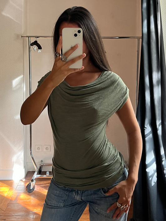 Vintage khaki draped top