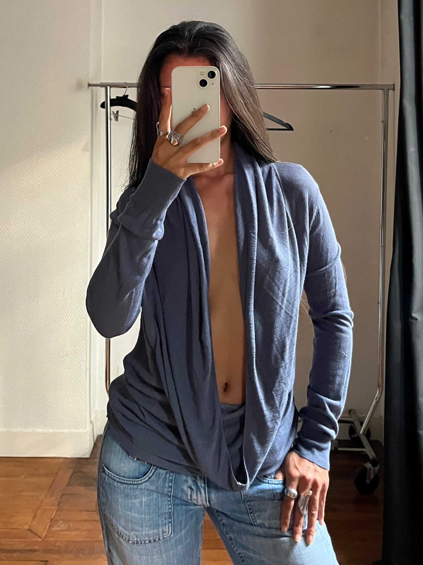 Vintage blue draped top