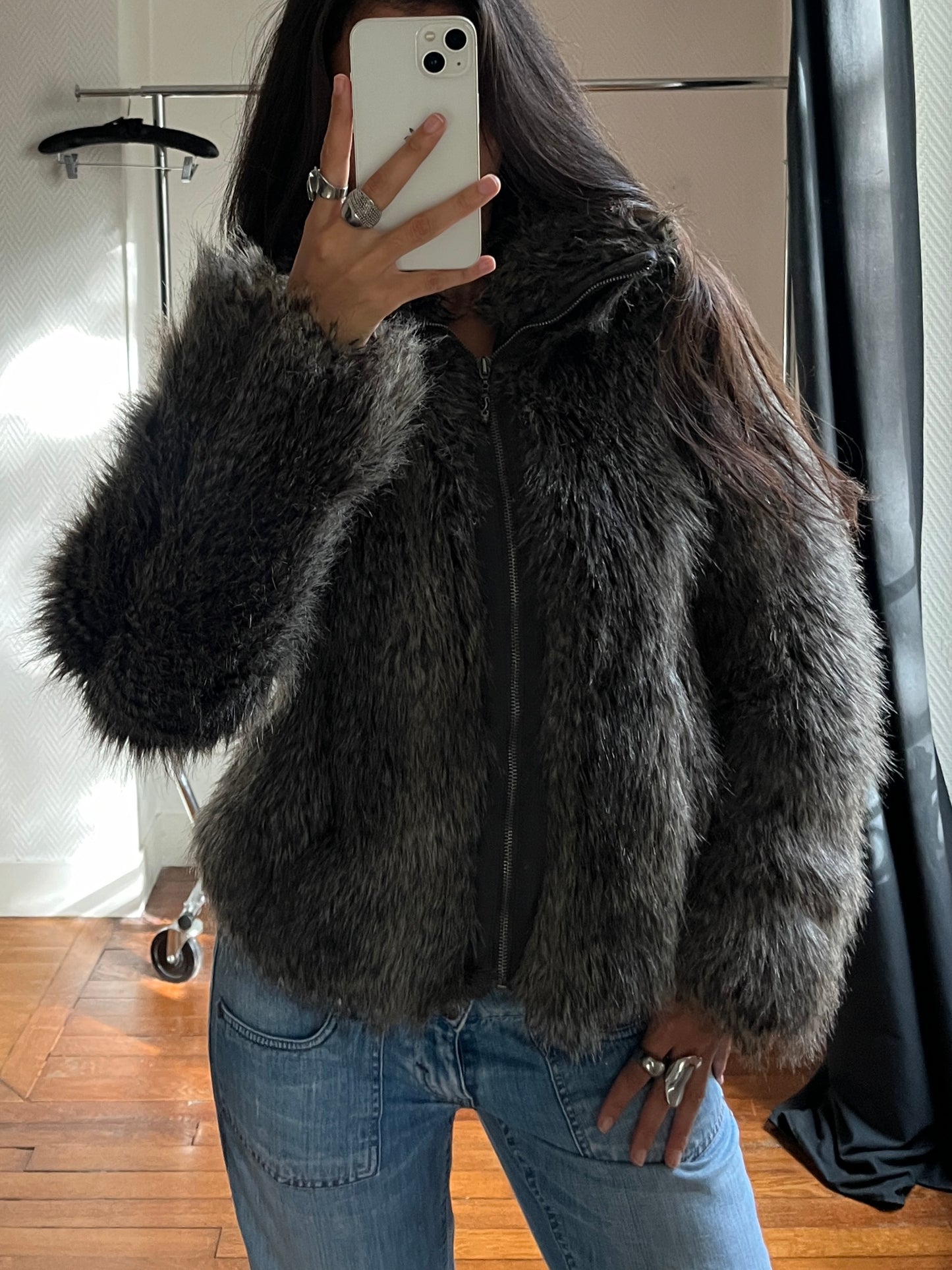 Vintage faux fur Esprit zip up jacket