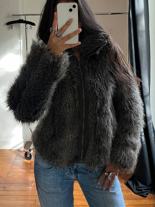 Vintage faux fur Esprit zip up jacket