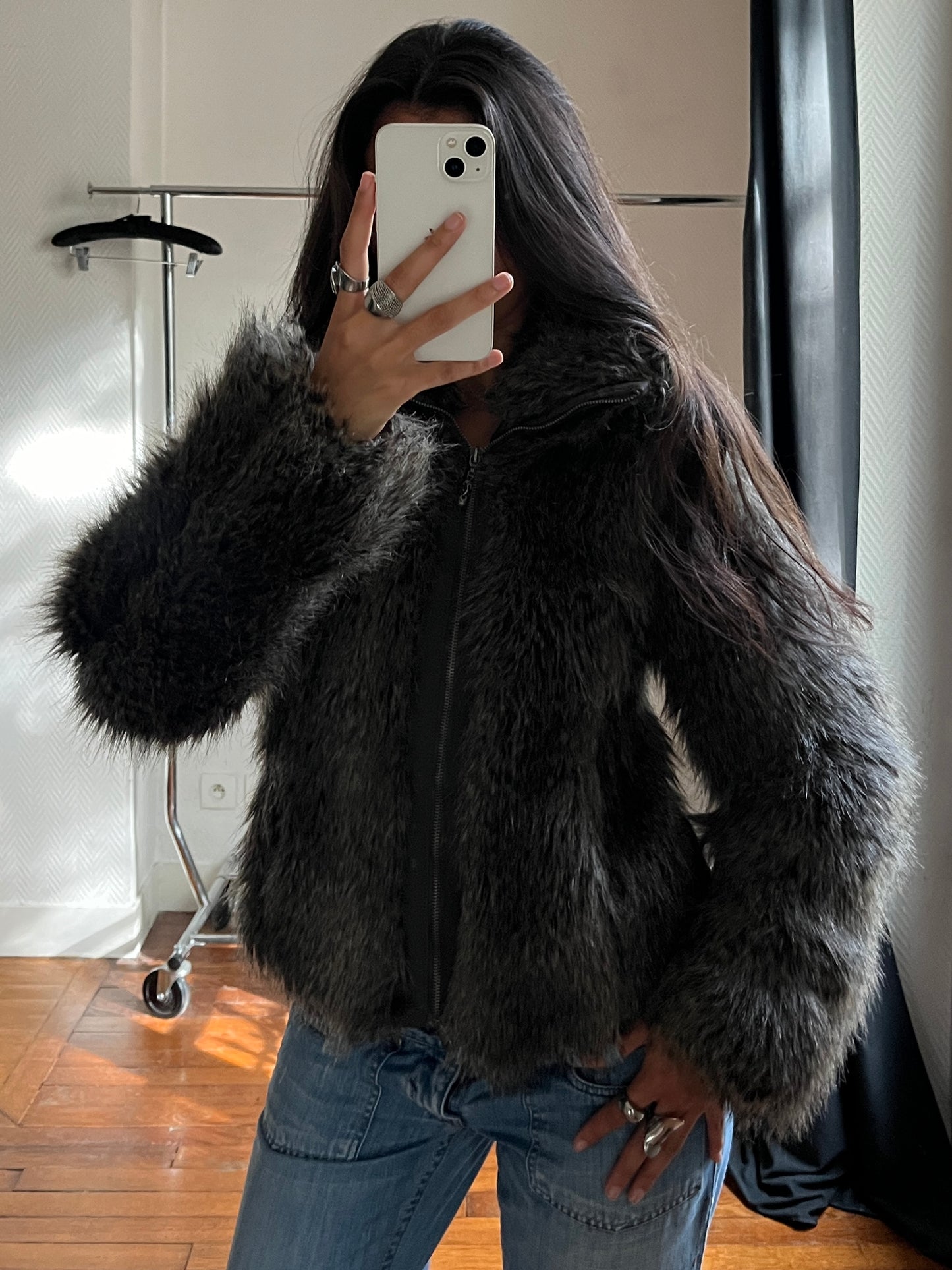 Vintage faux fur Esprit zip up jacket