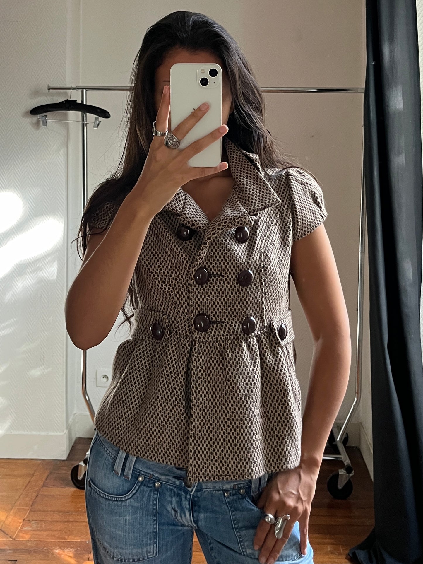 Vintage short sleeved buttoned trench