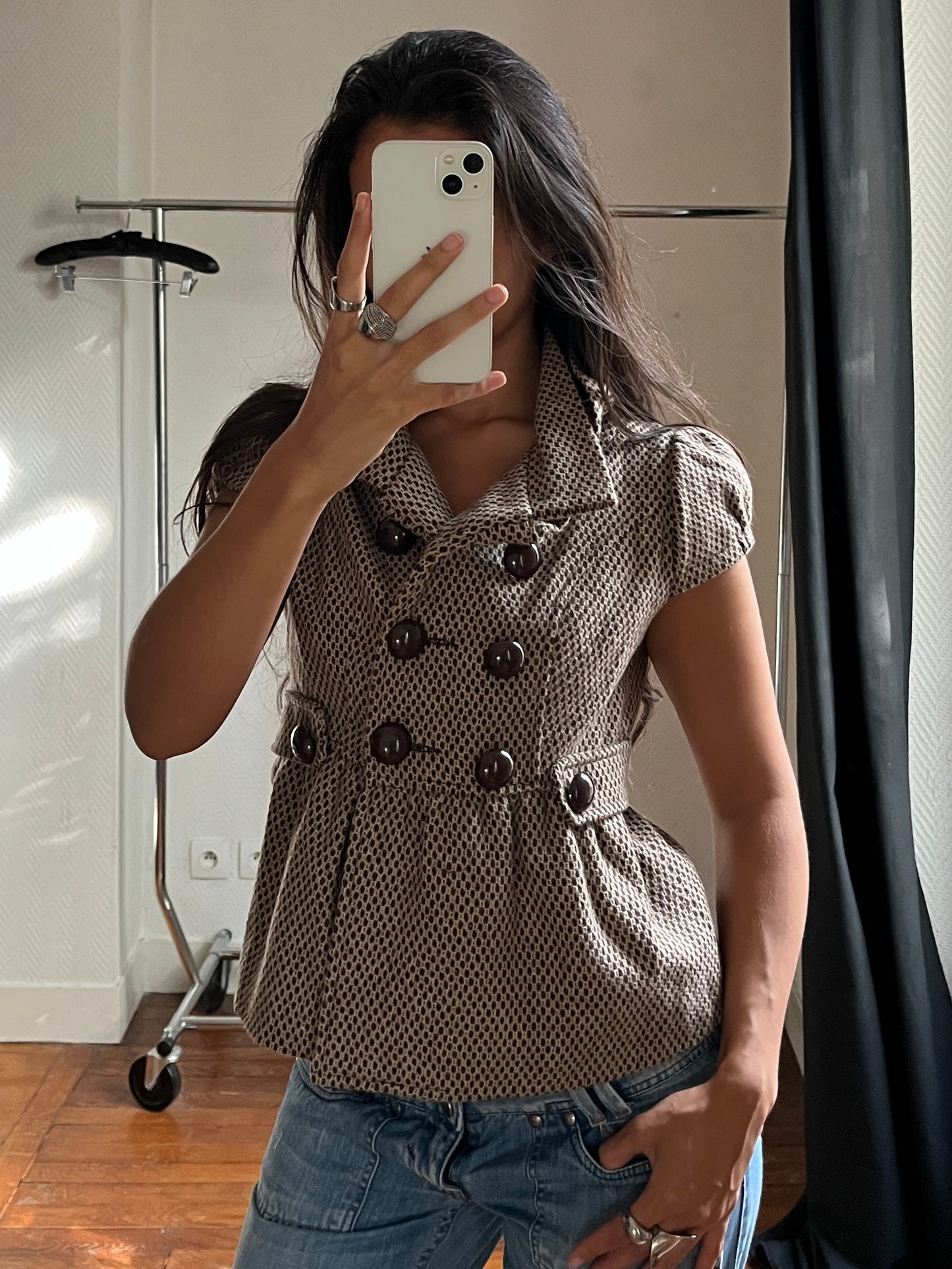 Vintage short sleeved buttoned trench