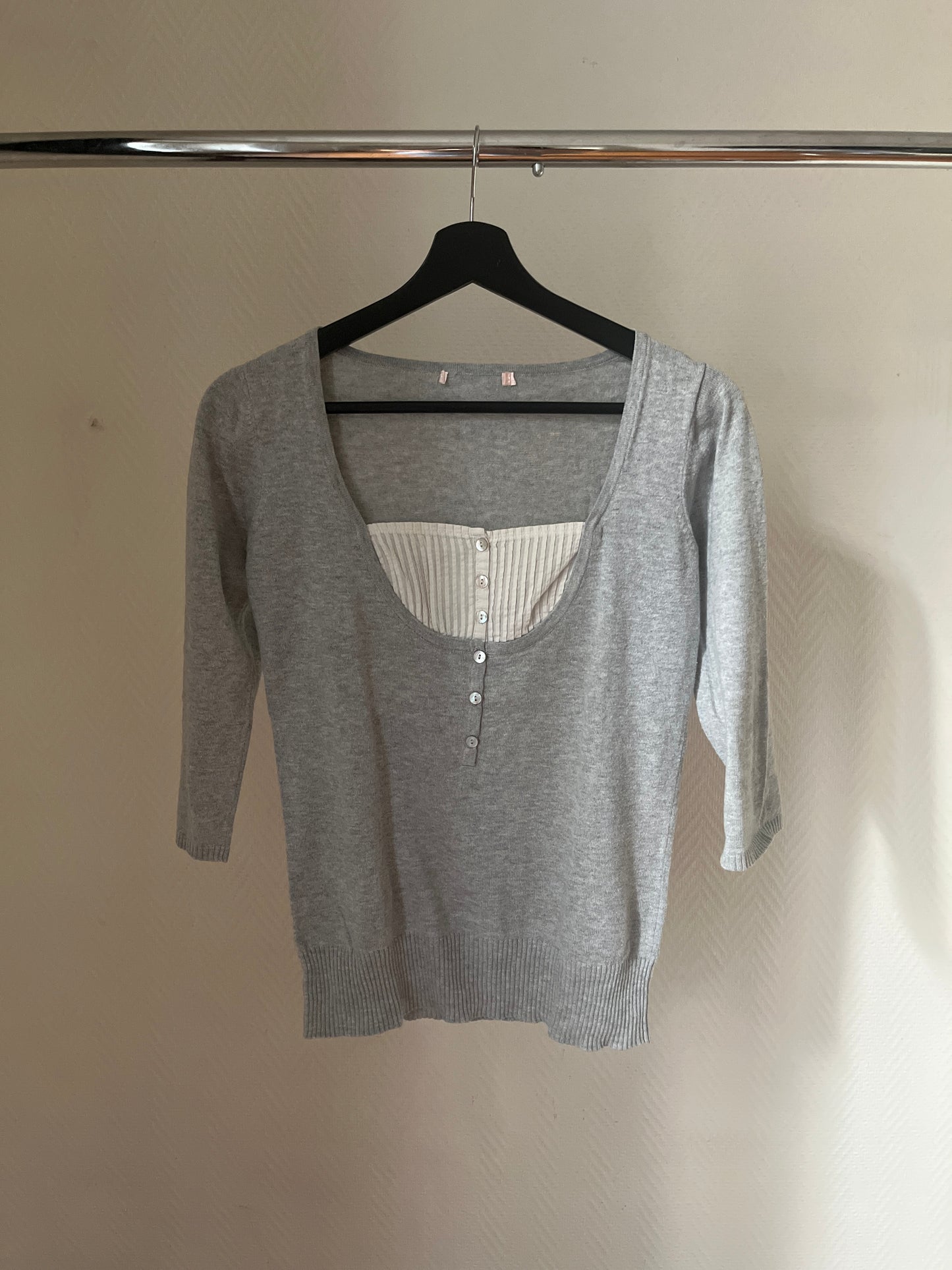 Vintage bimaterial knitted top