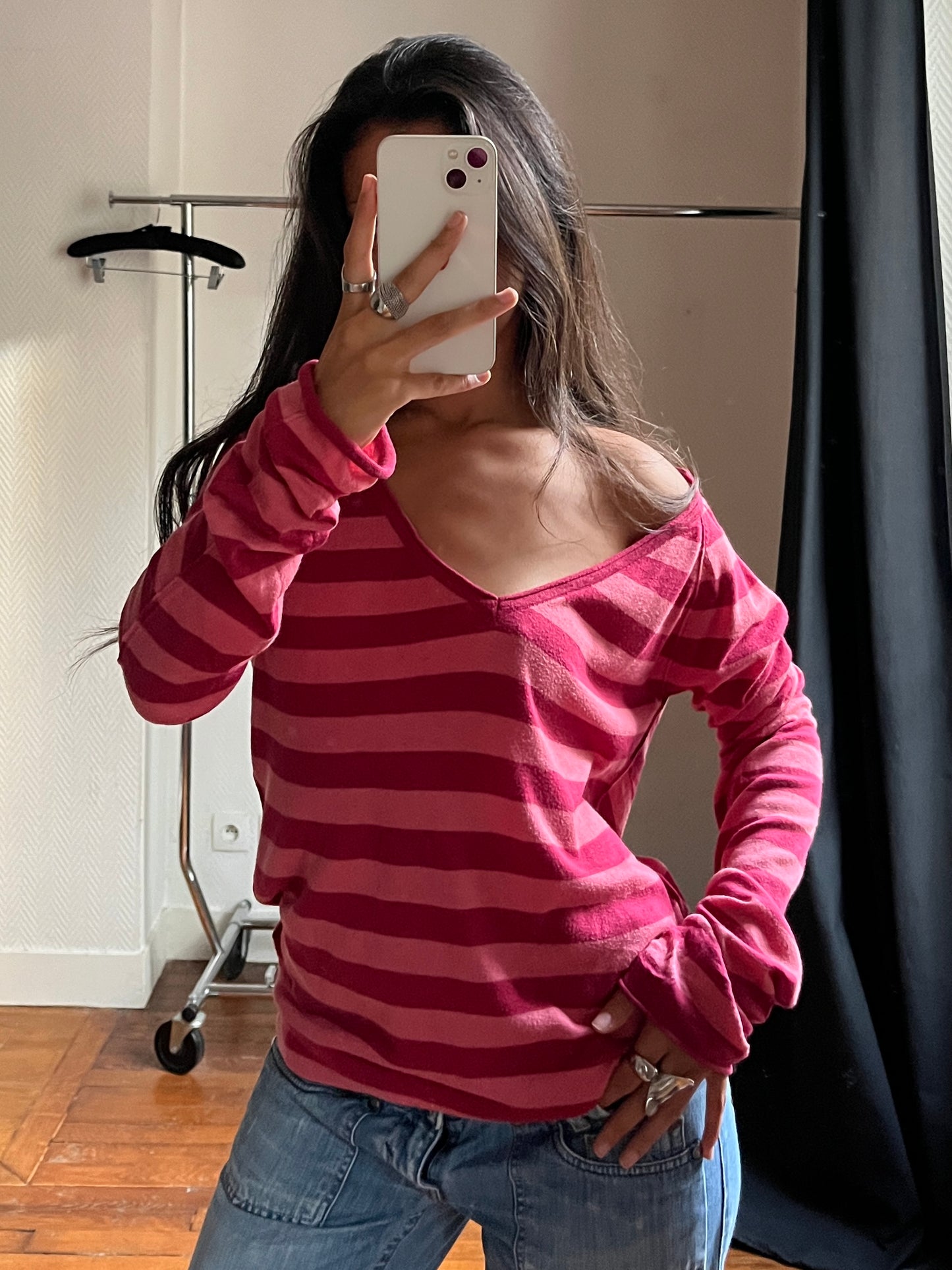 Vintage pink striped knitted top