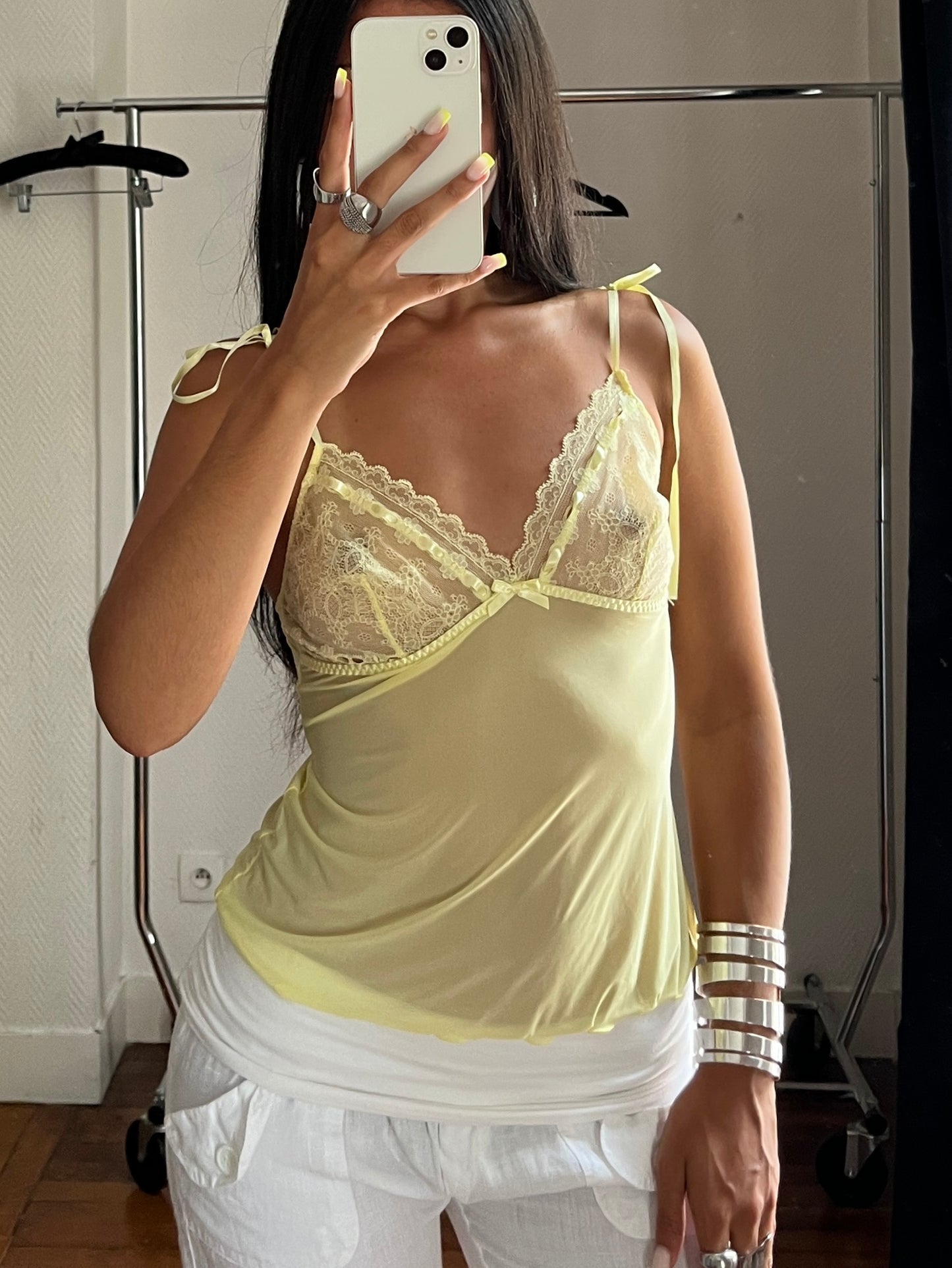 Vintage yellow lace top