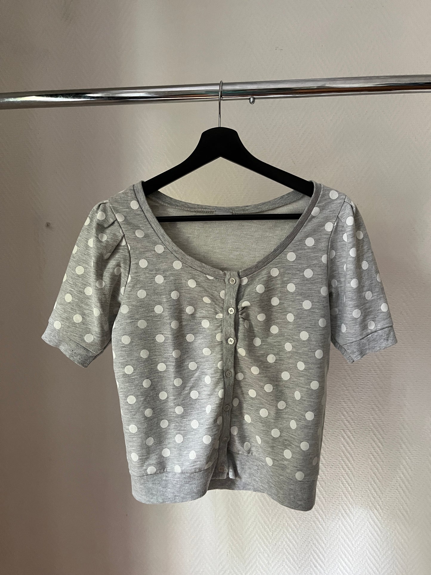 Vintage polka dot grey buttoned top