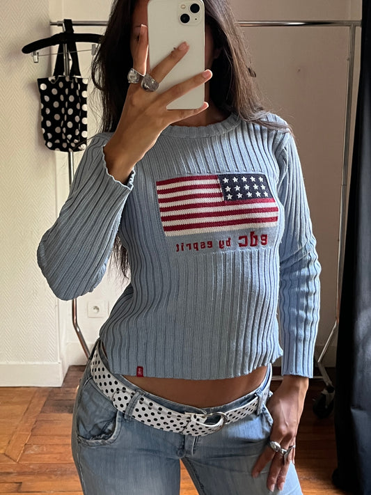 Vintage Esprit USA flag pull over