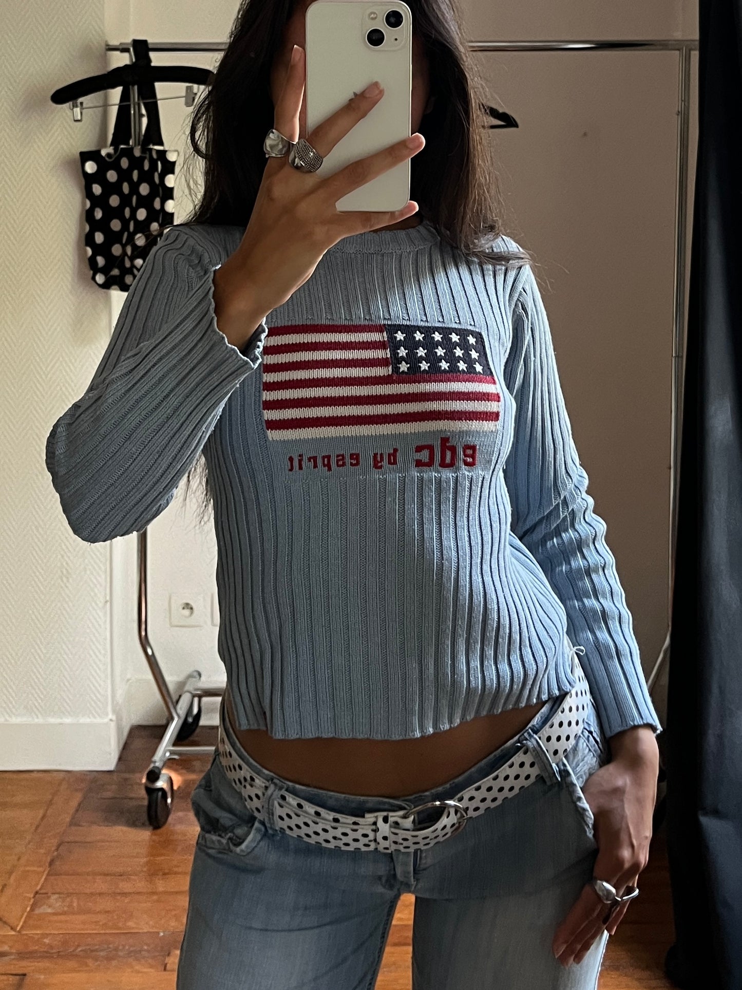 Vintage Esprit USA flag pull over