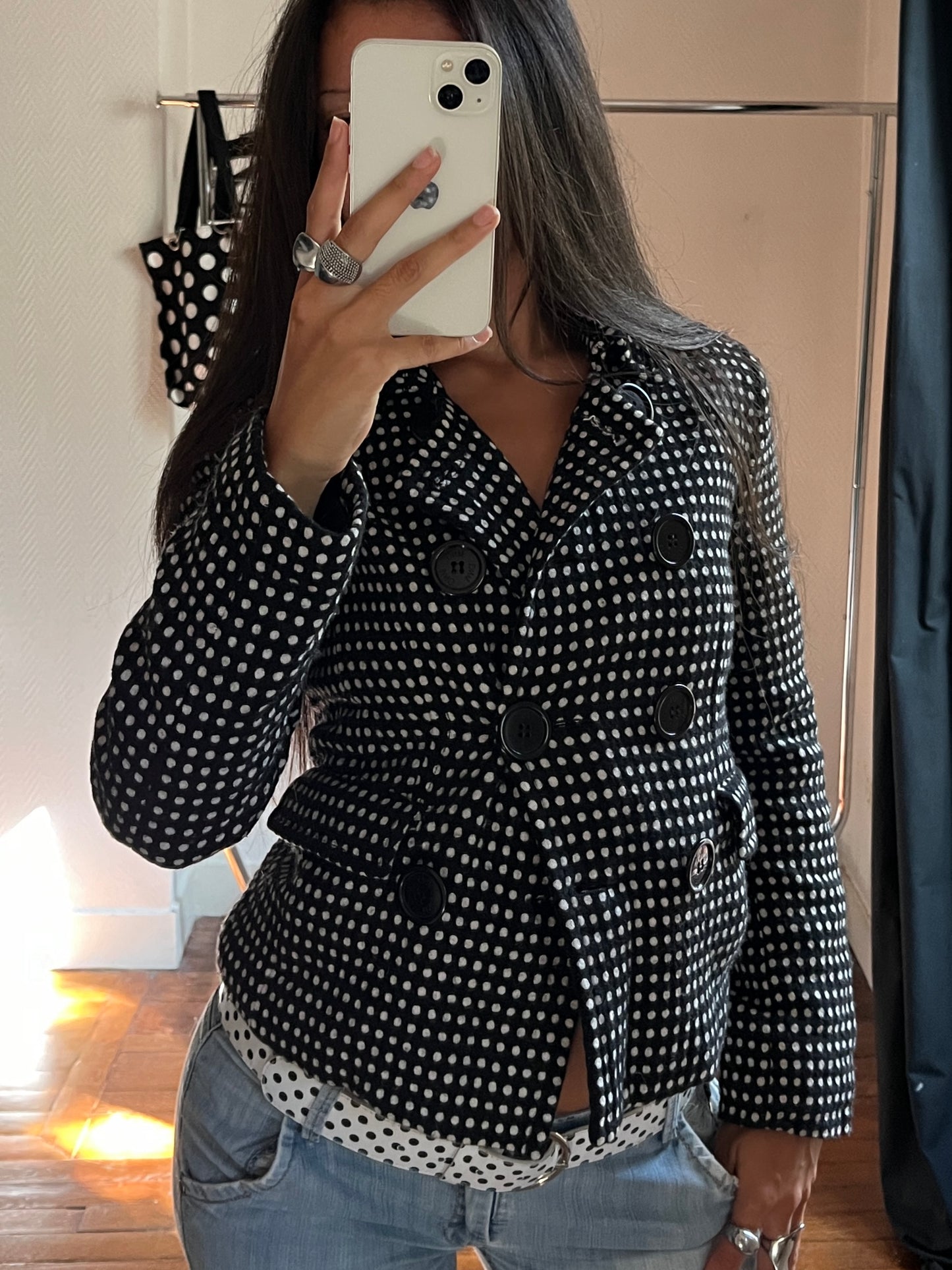 Vintage polka dot trench coat