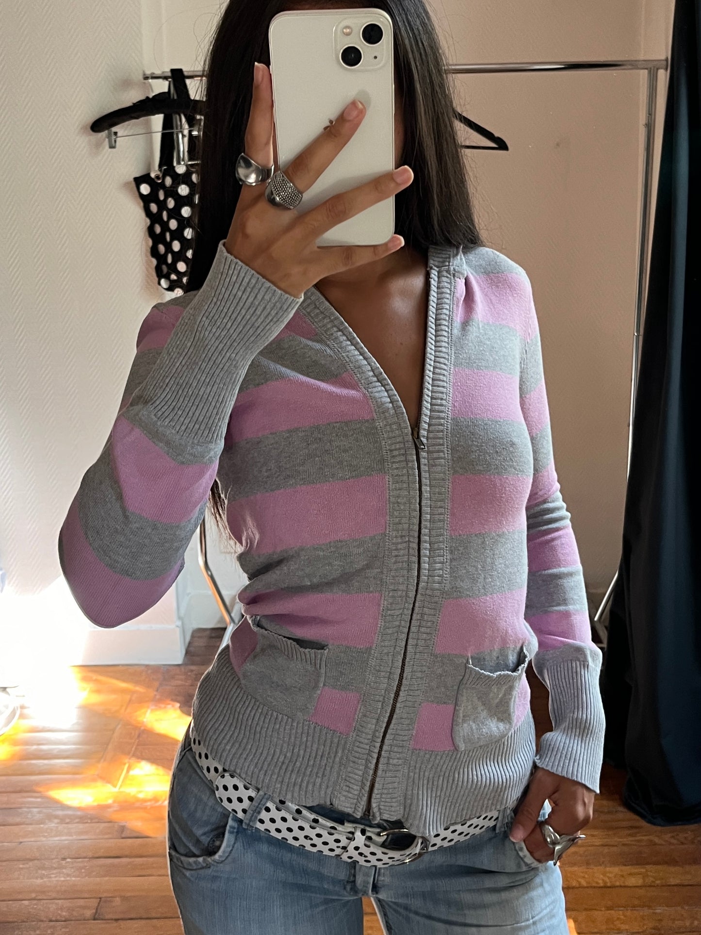 Vintage striped zip up jacket