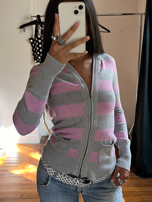 Vintage striped zip up jacket