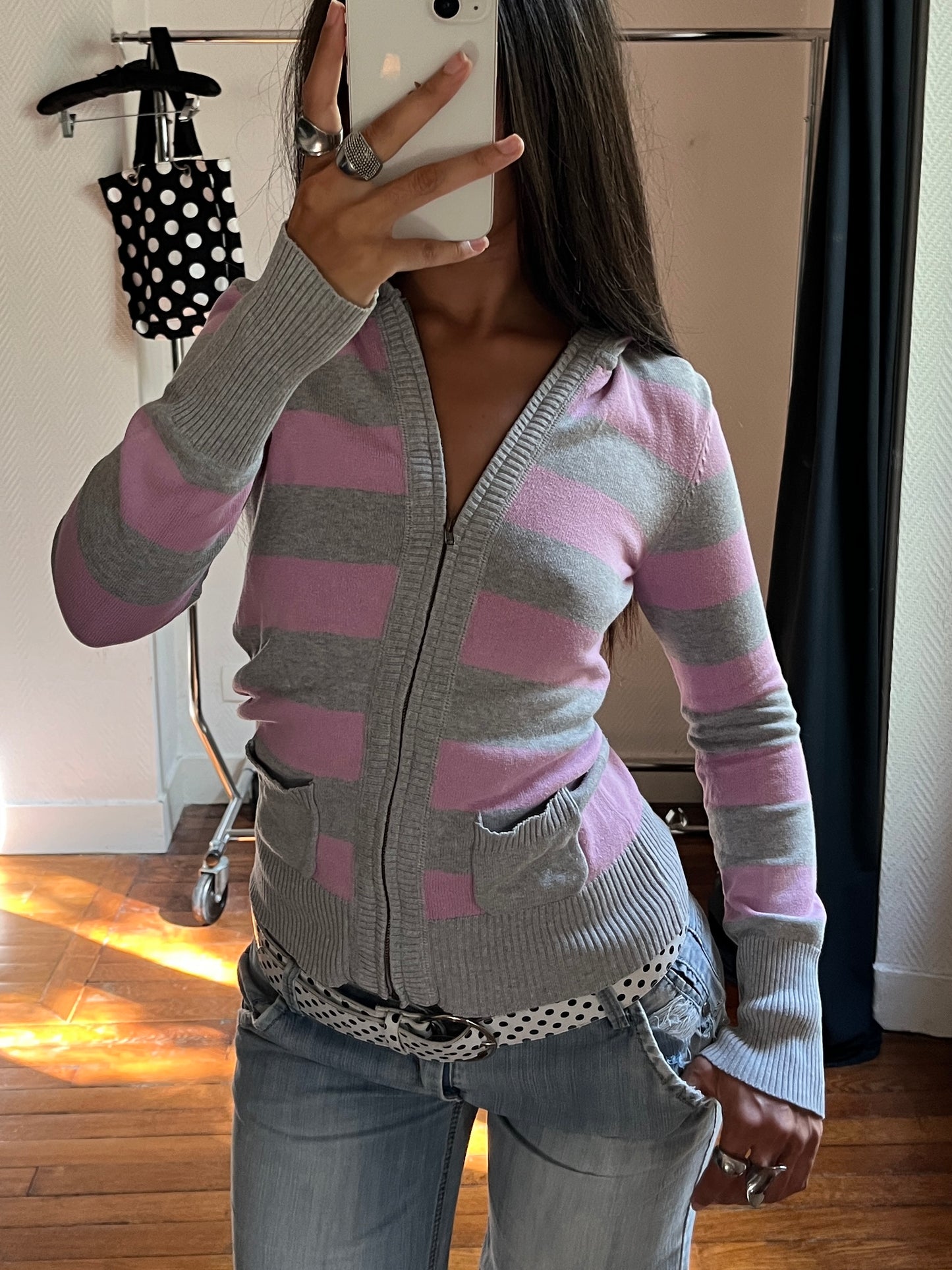 Vintage striped zip up jacket