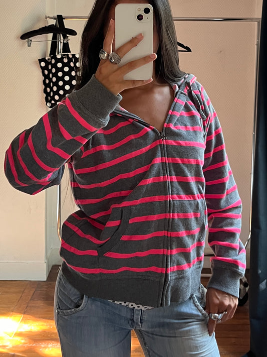 Vintage striped zip up jacket