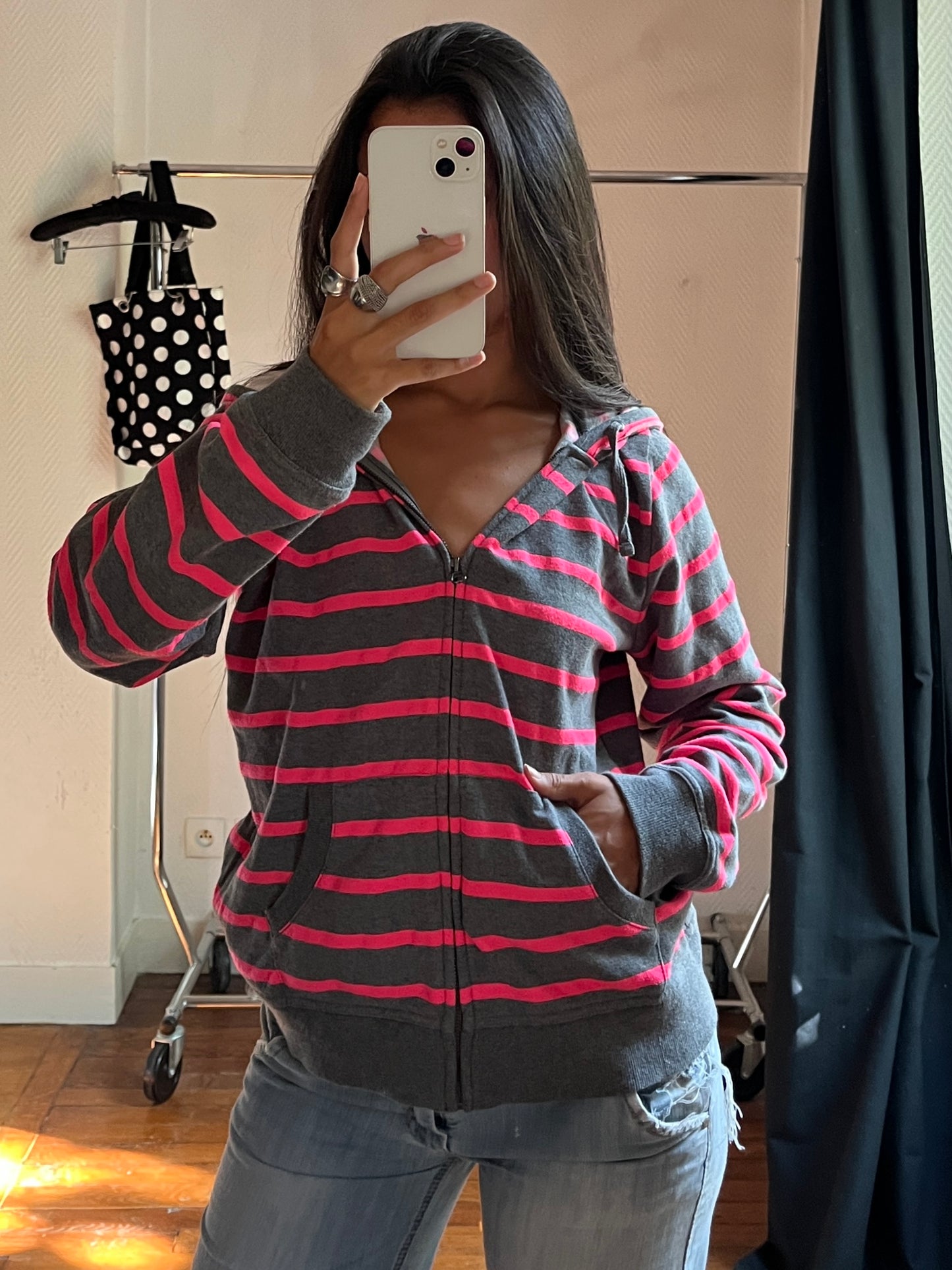 Vintage striped zip up jacket