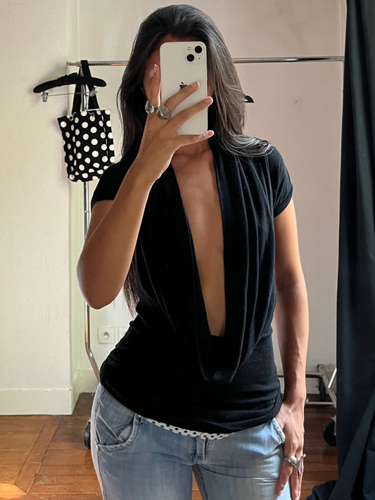 Vintage black draped top