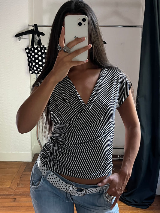 Vintage wrap up striped top