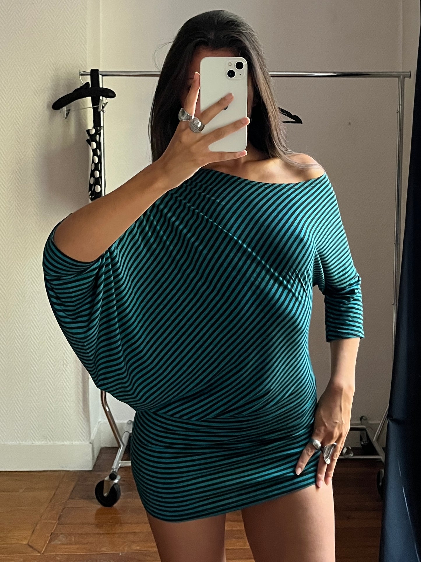 Vintage asymmetrical blouse/mini dress
