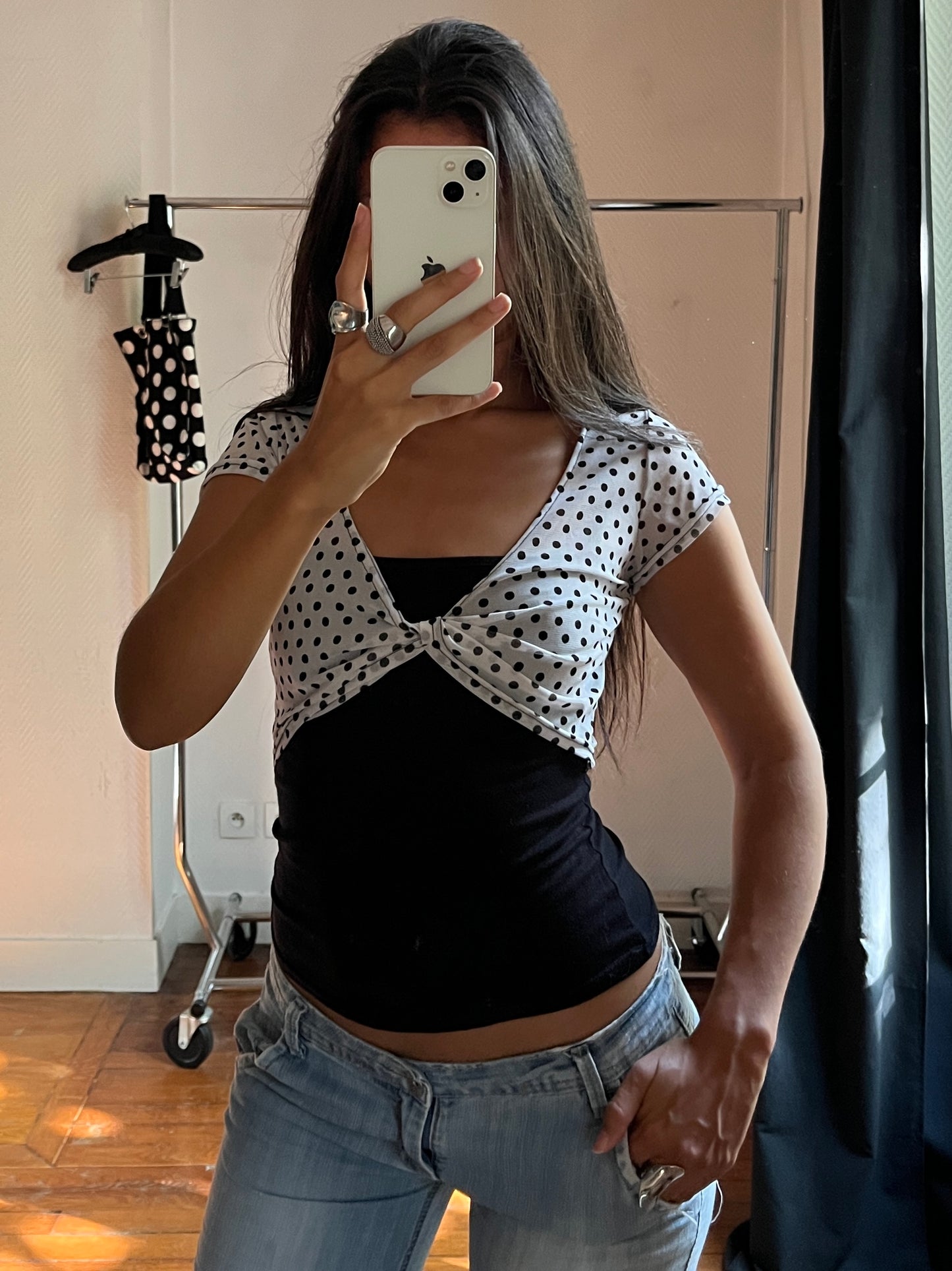 Vintage 2 in 1 polka dot top