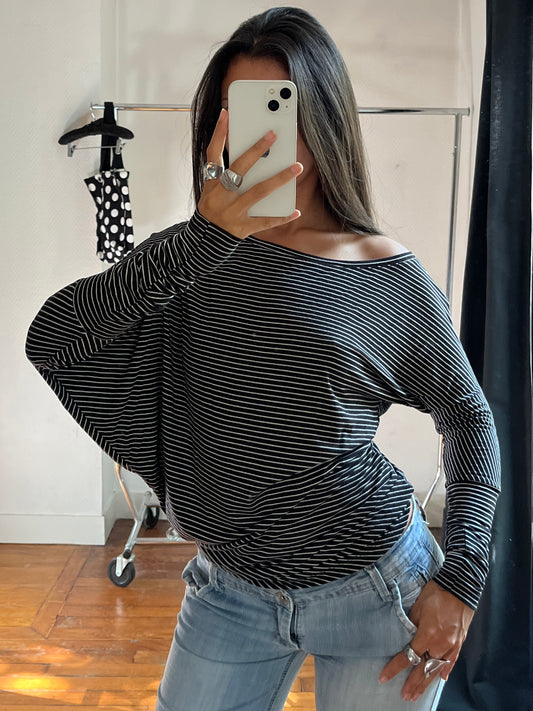 Vintage asymmetrical striped top
