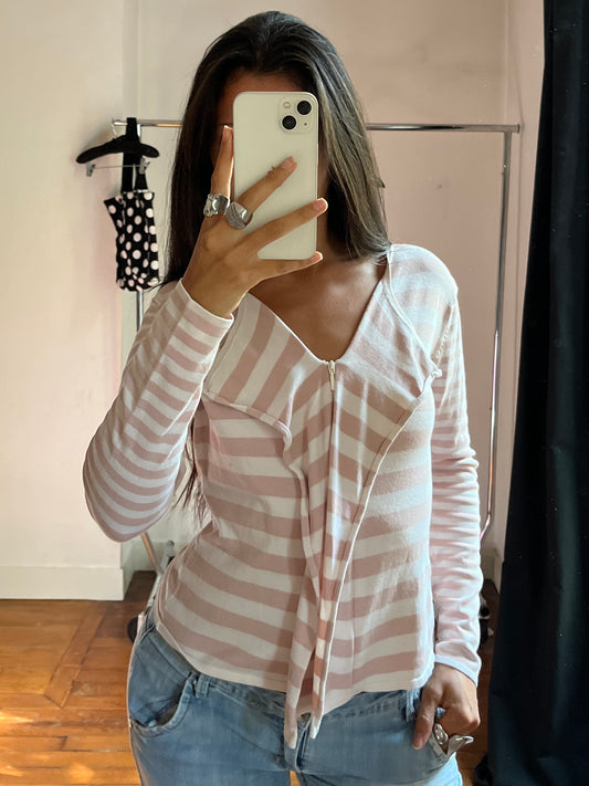 Vintage striped zip up cardigan