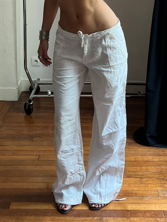 Vintage summer linen white pants