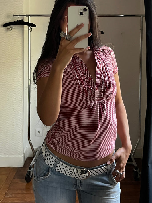 Vintage striped buttoned top