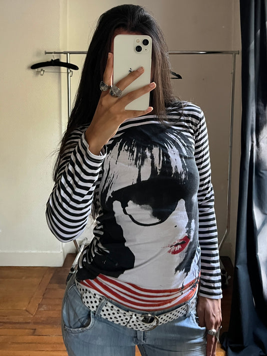 Vintage striped face top