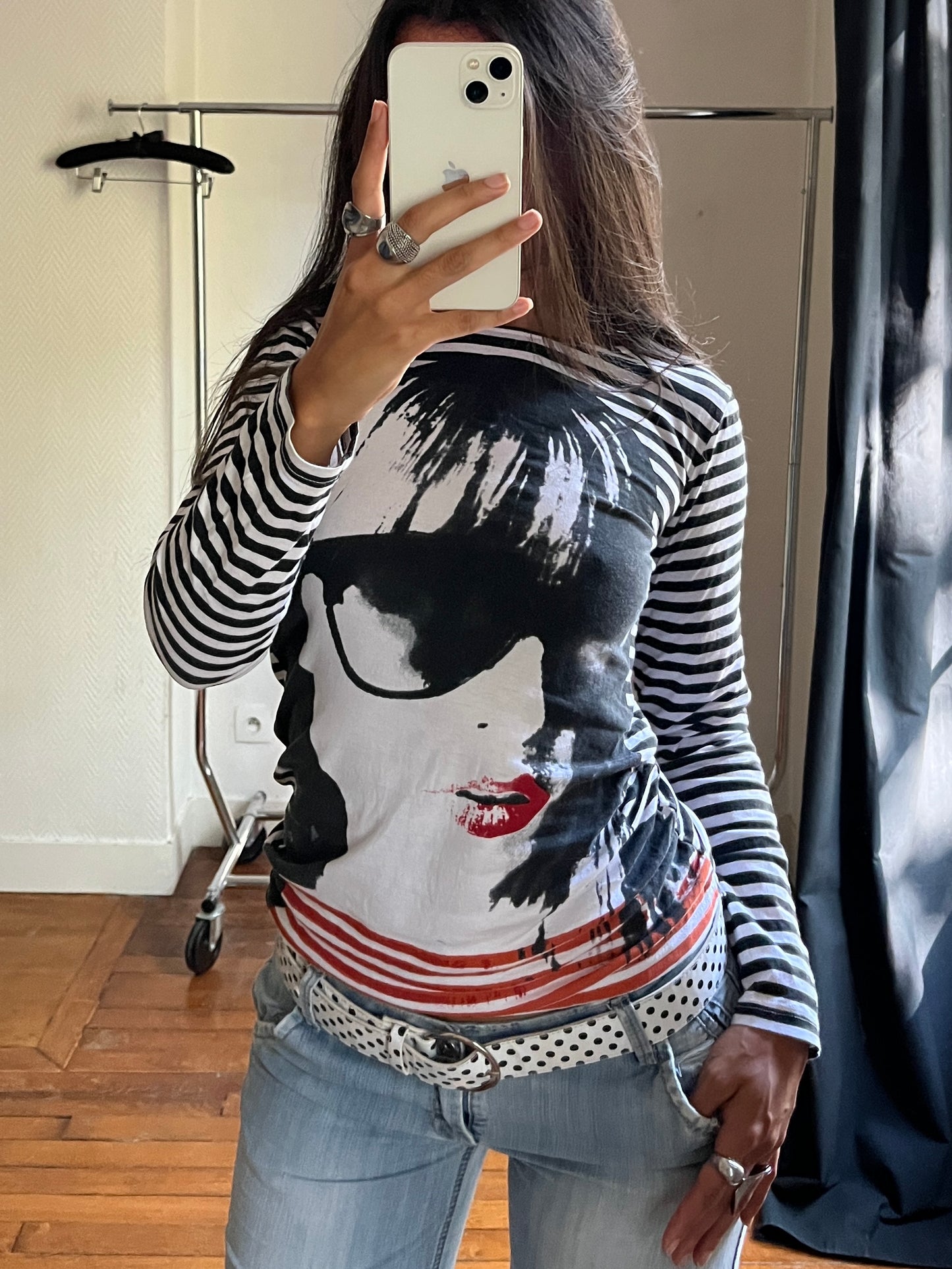 Vintage striped face top